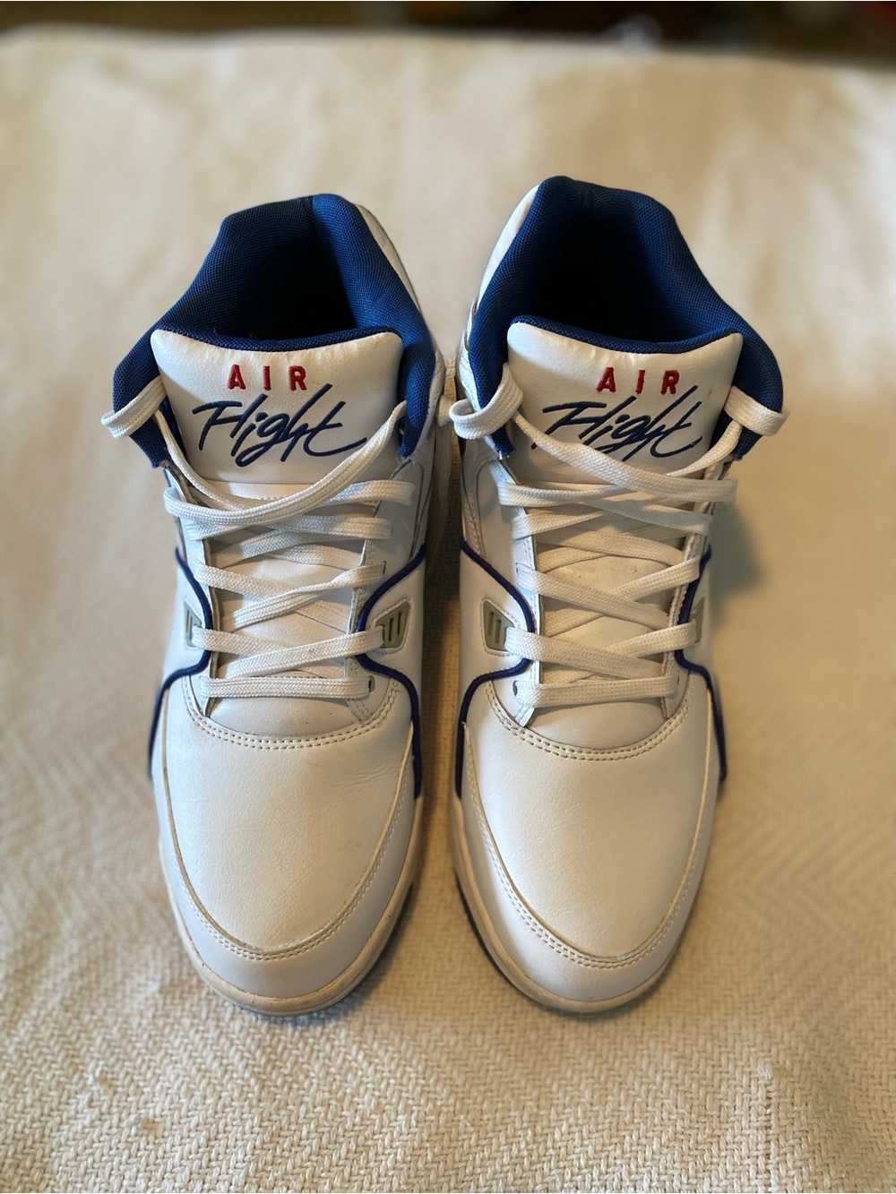 Nike Air Flight White and Navy Basketball Sneakers